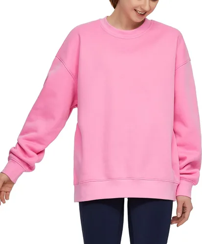 Vista 9 de THE GYM PEOPLE Sudadera de forro polar con cuello redondo y ajuste holgado para mujer