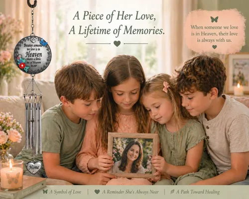 Vista 6 de Campanilla de viento conmemorativa de la condolencia de mamá – Porque alguien que amamos está en el cielo, hay un poco de cielo en nuestra casa