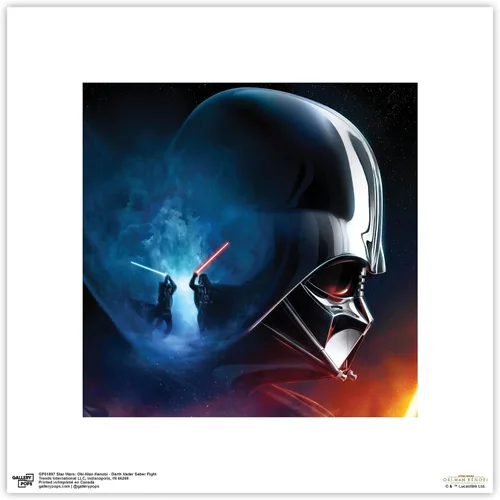 Vista 10 de Gallery Pops Star Wars: Obi-Wan Kenobi - Arte de pared de Darth Vader Saber Fight, versión enmarcada en negro, 12 x 12 pulgadas
