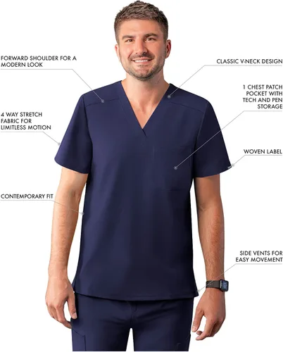 Vista 3 de Adar Addition Scrubs - Camiseta médica clásica con cuello en V