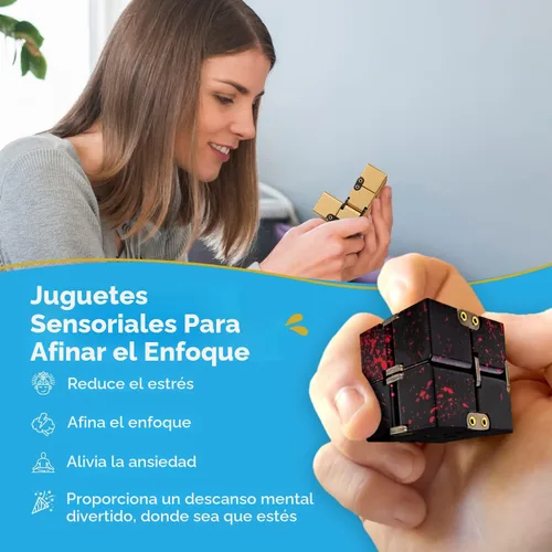 Vista 2 de PILPOC theFube Cubo Infinito Fidget Toys para Adultos - Cubo Mágico Infinito de Aluminio con Estuche, Resistente, Pesado, Alivio del Estrés