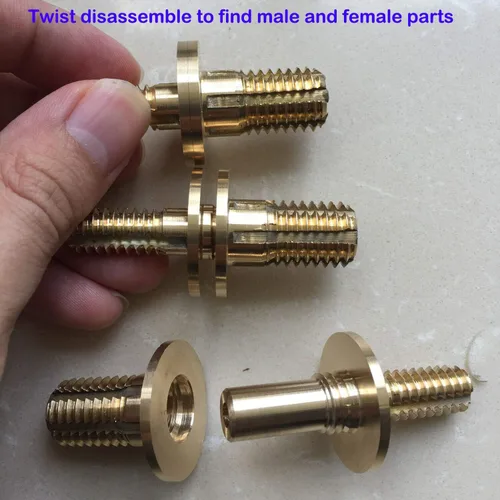 Vista 4 de Male-Lock Pool Snooker Cue Walking Cane Wood Stick Vacuum Quick Release Brass Joint Pin Connector