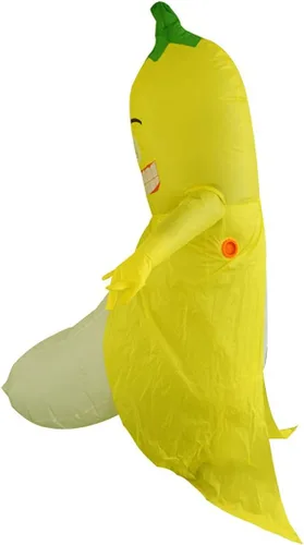 Vista 3 de Traje inflable del hombre del plátano del cuerpo completo del traje de cosplay de lujo de Halloween - tamaño adulto