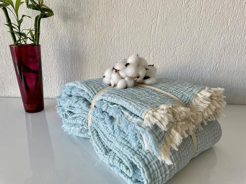 Vista 4 de Fundas de almohada 100% de muselina de algodón, 4 capas de algodón turco suave, solo fundas de almohada, no incluye manta ni colcha
