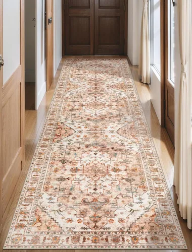 Vista 622 de SERISSA - Tapetes florales vintage, antideslizante, lavable, pequeño, ultrasuave, bohemio, de pelo bajo, para entrada, interiores, habitación