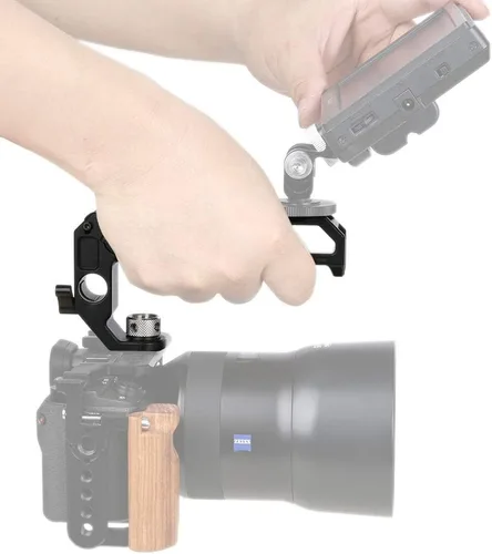 Vista 5 de NICEYRIG Mango superior para rosca ARRI 3/8 '' con abrazadera de varilla de 0.591 in, agarre de madera para cámara DSLR para jaula Rig - 348
