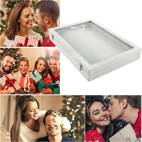 Vista 7 de RealPlus Organizador de bandeja para collar con tapa de cristal 20 ganchos collar y joyería