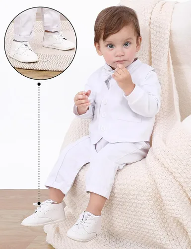 Vista 3 de AGJ Zapatos de vestir Oxford para bebés, niños y niñas, de piel sintética, suela suave, zapatos antideslizantes para caminar y bodas