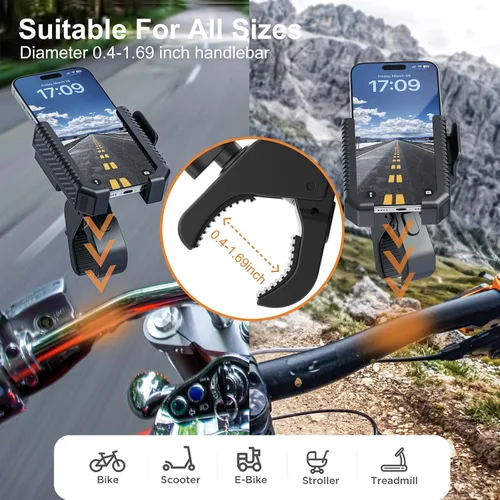 Vista 9 de Wonwood_direct Soporte de teléfono para bicicleta, soporte de teléfono para motocicleta que no bloquea la cámara, abrazadera de teléfono celular