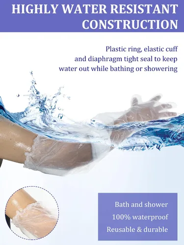 Vista 6 de Sosation 50 fundas impermeables para brazo para ducha, baño, protector de manga fundida para brazos, fundas protectoras de vendaje largo