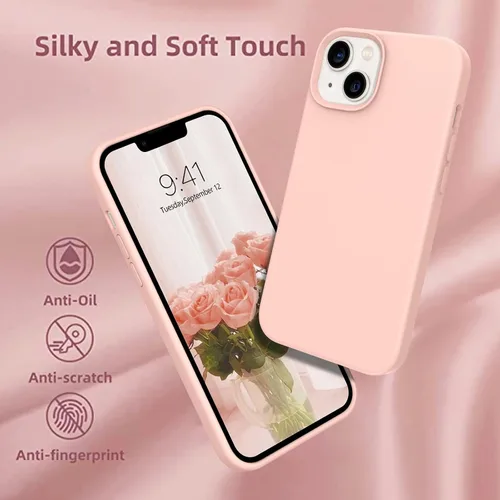 Vista 2 de VENINGO Funda para iPhone 13, delgada de silicona líquida suave, goma de gel suave, forro de microfibra ligera, a prueba de golpes, antiarañazos
