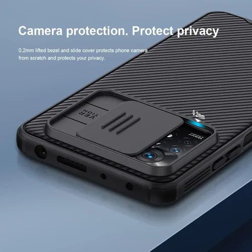 Vista 2 de Funda para Xiaomi Redmi Note 11 Pro con cubierta de cámara, parte trasera delgada de policarbonato duro y funda de parachoques suave Protección