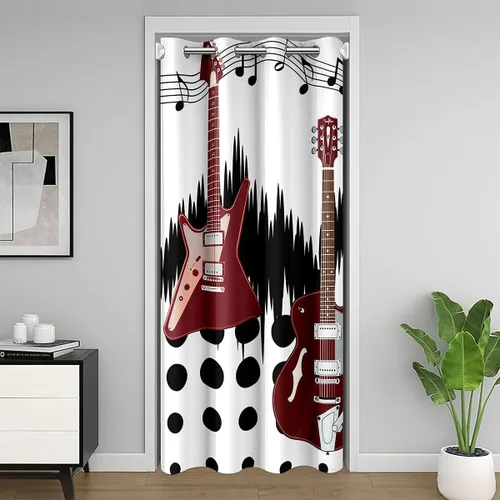 Vista 19 de Castle Fairy Cowboy Boots Door Curtain for Doorways Privacy Bohemia Musical Guitar Doorway Curtain Western Rustic Cowgirl All Season Blackout