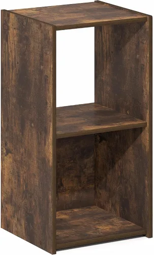 Vista 6 de Furinno PELLI - Estantería de 2 cubos con cubos abiertos y cerrados, armario organizador de almacenamiento de 2 x 1, 12.2 x 11.6 x 24.2, para sala