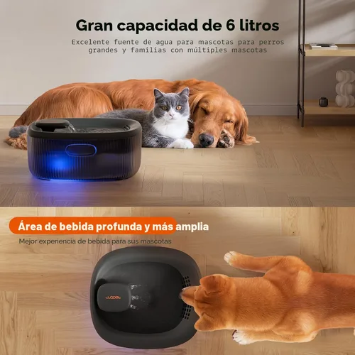 Vista 2 de Fuente de agua para perros WOPET para perros grandes, fuente de agua automática de 6L/205oz/1.7Gal para perros y gatos, dispensador de agua