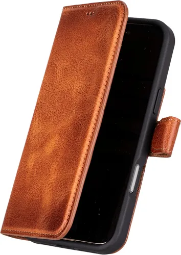 Vista 56 de Bayelon Funda tipo cartera para iPhone 15 Pro, cartera de cuero de grano completo, funda magnética desmontable, tarjetero, funda tipo cartera