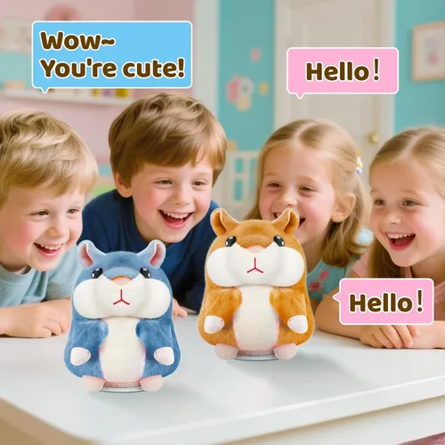 Vista 3 de SANJOIN Juguetes para niños pequeños, hámster parlante repite lo que dices para niños y niñas, animales de peluche, juguete sensorial interactivo