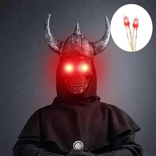 Vista 6 de Ojos láser LED rojos brillantes para fiesta de Halloween, paquete de 4 para máscara de ojos claros con caja de batería, pilas no incluidas