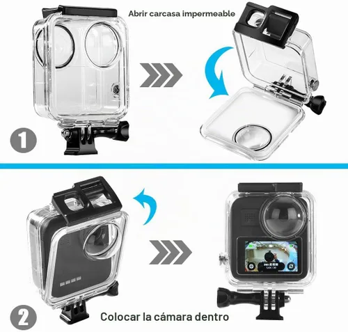 Vista 6 de Carcasa impermeable para GoPro Max, 45 M/148 pies, funda protectora de buceo con liberación rápida, accesorios para cámara de acción Go Pro Max