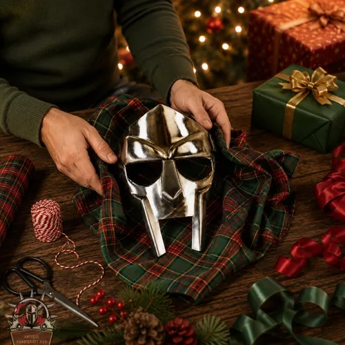 Vista 3 de Super Gladiator - Casco forjado a mano Sca-LARP romano griego Mf Doom plateado, tamaño estándar para adultos