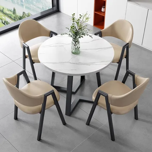 Vista 15 de YVYKFZD Office Reception Room Club Table, Round Conference Table, Simple Kitchen Dining Table Set with Metal Legs, Small Conference Room Table and