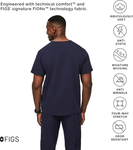 Vista 3 de Camiseta quirúrgica Figs Leon, de dos bolsillos, a medida, súper suave, antiarrugas, para hombre