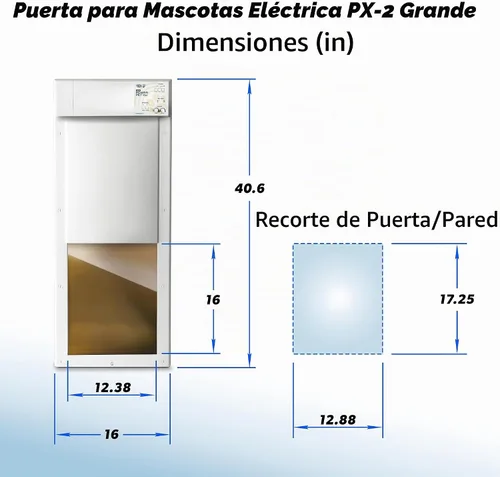 Vista 3 de Puerta electrónica para mascotas High Tech Pet , L, Blanco Montaje en puerta