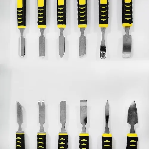Vista 3 de Juego de 6 barras de palanca de metal, herramientas Spudger de 6 pulgadas con asas antideslizantes para reparación electrónica, teléfono