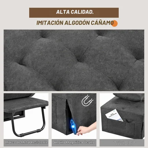 Vista 5 de Sofá de cama otomano 4 en 1, silla convertible para cama