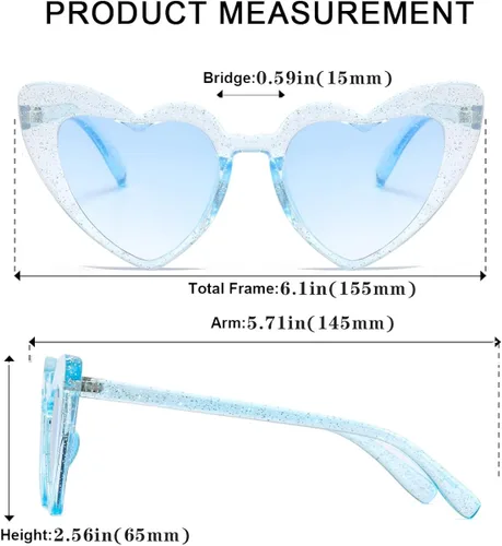 Vista 4 de aisswzber Gafas de sol con forma de corazón para mujer, estilo retro, estilo moderno, estilo retro, UV400