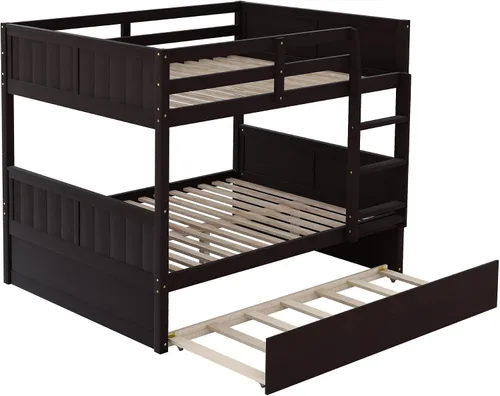 Vista 8 de Bellemave Literas de tamaño matrimonial sobre matrimonial con cama nido de tamaño individual, litera baja para niños, adultos y adolescentes