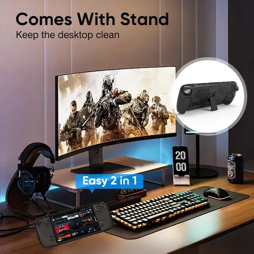 Vista 3 de Funda de vapor compatible con la cubierta de vapor Stream Deck Cover Protector de vapor Deck Stand 4 en 1 Juego de protector de panel táctil