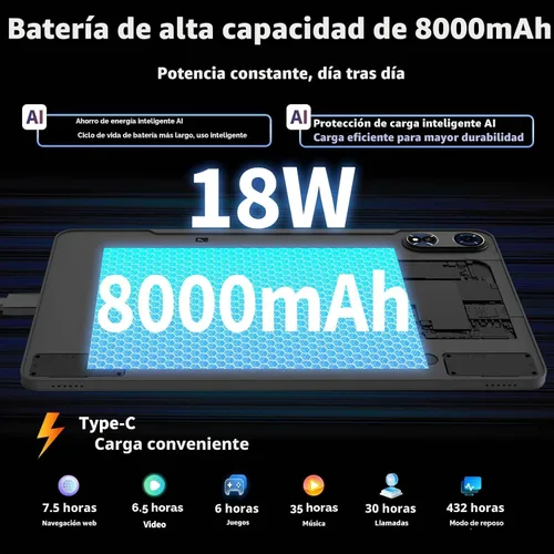 Vista 7 de Tablet 2025 de 12 pulgadas, tabletas Android 15 con teclado, 24GB+256GB+2TB Expand, pantalla 2K, Tablet PC con WiFi 5G, Octa-Core, 8000mAh, BT5.0