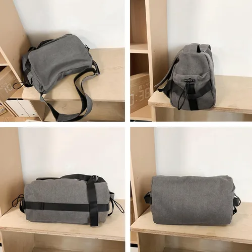 Vista 2 de Bolsa de mensajero de lona, bolso cruzado grande tipo hobo para mujeres y hombres, bolso de hombro de gran tamaño, bolso de viaje