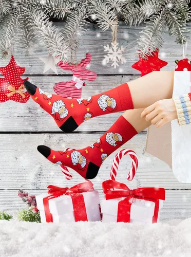 Vista 3 de MarJunSep 30 pares de calcetines de Navidad a granel para mujeres y hombres, regalos de elefante blanco