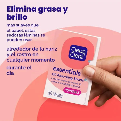Vista 2 de Clean & Clear Hojas absorbentes de aceite Essentials, 50 unidades, paquete