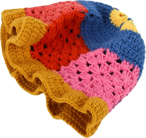 Vista 2 de Sombrero de pescador de ganchillo de punto para mujer, diseño de flores, sombrero de paja de pescador, sombrero de paja de verano al aire libre, ala