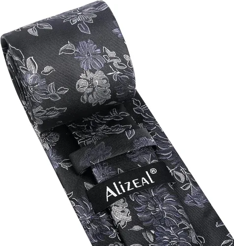 Vista 13 de Alizeal Mens 3.15inches Leaf Flower Pattern Tie with Floral Pocket Square Set