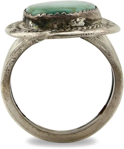 Vista 3 de Navajo Kingman - Anillo de plata .925 firmado por el artista JMC C.80's, Plata 925, plata esterlina, piedras preciosas, metal, Turquesa