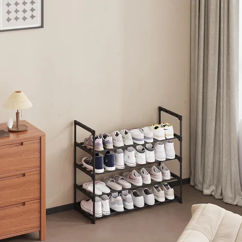 Vista 7 de Calmootey Zapatero de 4 niveles, organizador de almacenamiento de zapatos de gran capacidad, 20 pares de zapatos, estante ancho apilable