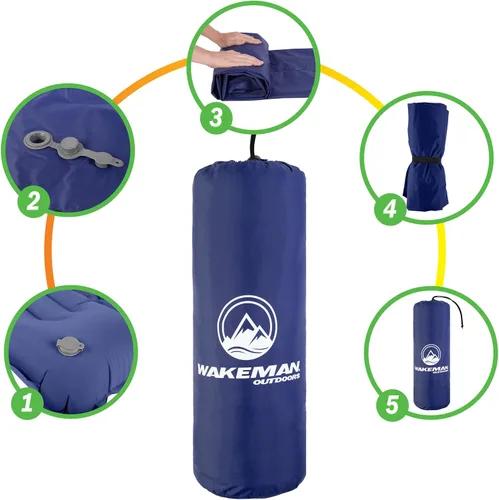 Vista 5 de Wakeman Outdoors - Colchoneta inflable con bomba de pie incorporada - Colchón impermeable para campamento - Equipo de campamento imprescindible por