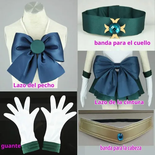 Vista 6 de Disfraz de cosplay de Neptuno KaiOu Michiru para mujer, juego de 6 piezas