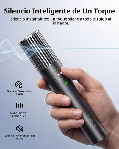 Vista 4 de Ikarao Micrófono inalámbrico con receptor de doble canal y estuche de almacenamiento autolimpiante UV, 2 micrófonos dinámicos de mano, batería de 20