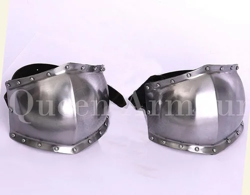 Vista 2 de Poleyns Conjunto de piernas Conjunto de armadura Spartan Roman Helmet Europeo Hervidor Odio máscara vikingo Barbuta Cruzado Guantes Guantelete