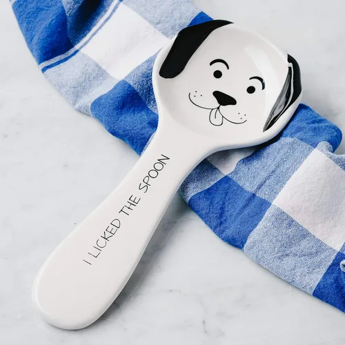 Vista 4 de Pavilion Gift Company - Perro lamió la cuchara-10 cucharas resto, 10", blanco