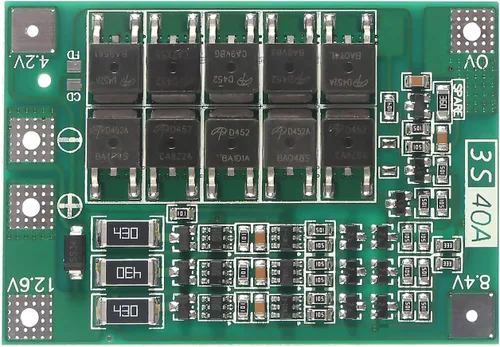 Vista 2 de Tablero de protección del PWB BMS de 3S 12V 40A para el módulo de la célula de batería de litio 18650 Li-ion