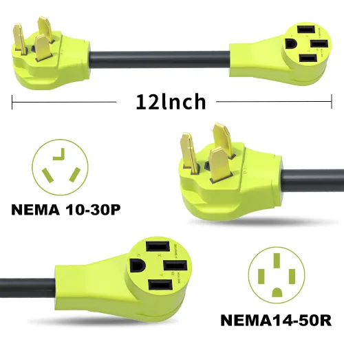 Vista 2 de Adaptador NEMA 10-30P a 14-50R EV, enchufe de secadora de 30 amperios a cable adaptador de cargador EV de 50 amperios, para carga de nivel 2