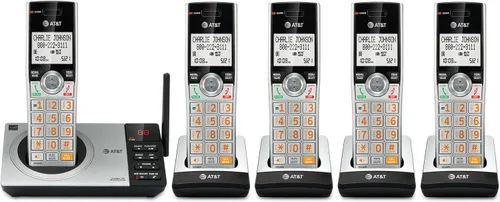 Vista 26 de AT&T CL84107 DECT 6.0 Teléfono expandible con cable/inalámbrico con bloqueador de llamadas inteligente, negro/plata con 1 auricular
