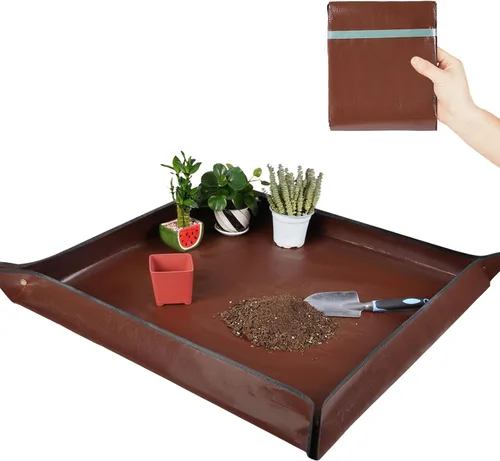 Vista 12 de HNXTYAOB 2 PCS Alfombrilla de Trasplante de 27" x 27" para Plantas de Interior y Control de Desorden, Bandeja para Macetas Engrosada e Impermeable