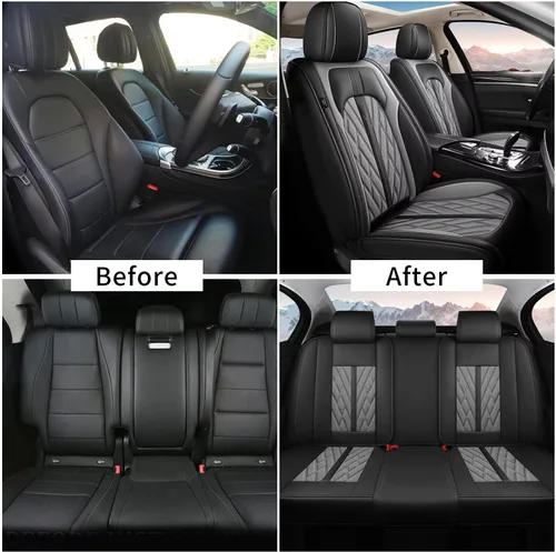 Vista 6 de TTX LIGHTING Juego completo de fundas de asiento para automóvil para Dodge Dart 2013-2016, cojines de asiento de cuero transpirable, impermeables